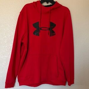 Under Armour Red Pullover Hoodie with Black Logo